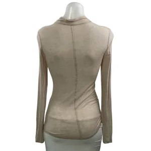 Aritzia Babaton Beige Wool V Neck Long Sleeve Henley T Shirt Tee Top Size XXS thumbnail 3