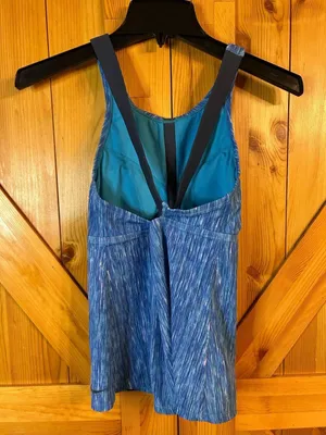 Nike Womens Small Tank Top High Neck Teal Blue Mesh Strappy Padded Bra Athletic thumbnail 2