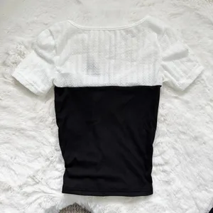 Dazy black & white lace-up corset top thumbnail 4