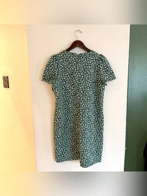 Ann Taylor Womens Dress Green White Mini Floral Mofit Back Zip Size 12 thumbnail 2