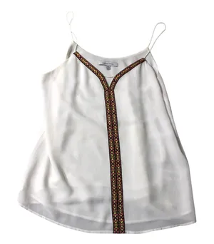 Naked Zebra Cami‎ Tank Top Womens Medium White Embroidered Boho AT20299 Festival thumbnail 1