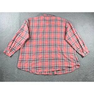 Plaid‎ Button Up Shirt Women 3XL Pink Plaid L/S Casual Western Pastel Layering thumbnail 3