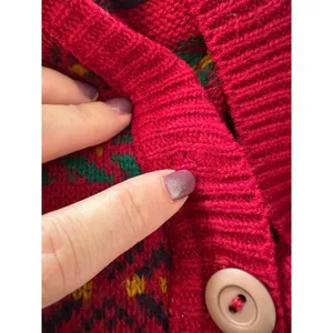 VTG Sweater Vest Women Small Red Fair Isle Button USA Grannycore Preppy Retro thumbnail 4