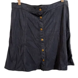 Deep Blue Button Down Faux Suede Mini Skirt Size Medium thumbnail 2