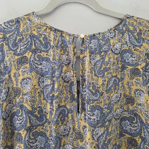 LOFT Outlet Yellow and Gray Peasant Blouse thumbnail 6