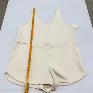 All in Motion Womens Active Romper XL Cream Sleeveless V-Neck Pockets 018011580 thumbnail 3