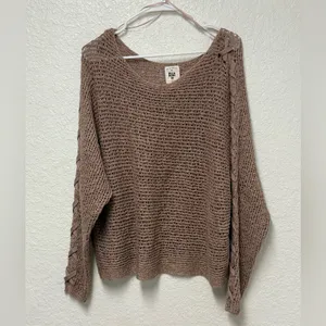 BILLABONG Brown Off-the-Shoulder Knit Sweater Size Large thumbnail 10