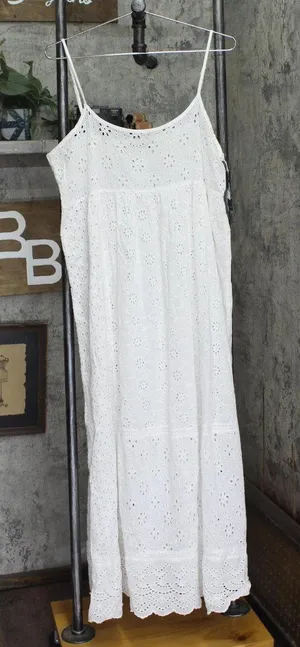 Polo Ralph Lauren Womens Patchwork Eyelet Cover Up Maxi Dress 21484578 White M thumbnail 1