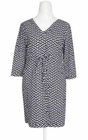 Peter Millar‎ Blue White Geometric Drawstring Beach Dress Cover Up Size Small thumbnail 1