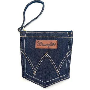 Wrangler‎ Denim Pocket Wristlet Pouch Dark Wash Cotton Blue Western Americana thumbnail 2