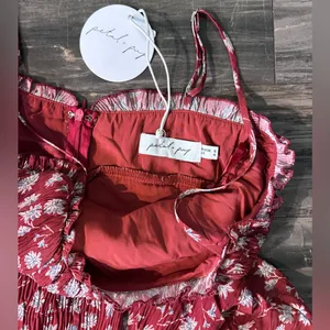 New Petal&Pup Tiered Ruffle Flowers Lined Mini Dress Red Size‎ Small thumbnail 9