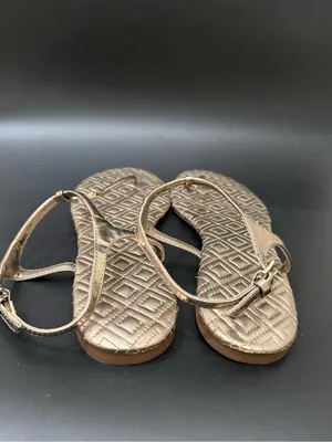 TORY BURCH Marion Quilted Gold Metallic Leather T-Strap Thong Sandals US Size 9M thumbnail 7