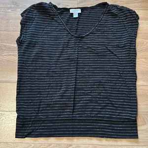 Loft Black and White Striped T-Shirt Size‎ Medium thumbnail 1