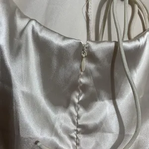 Unbranded Satin‎ Romper Women S Champagne Cowl Neck Lace Up Back Tiered Ruffle thumbnail 8