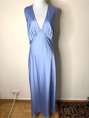 Abercrombie Pale Blue Satin Cowl Back Maxi Dress thumbnail 2