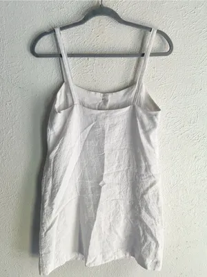J.Crew Claudia White Linen Shift Mini Dress XS coastal quiet luxury thumbnail 3