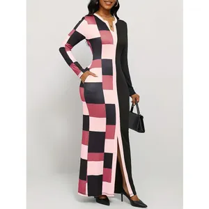 NWT ~ Long Black & Pink Sexy Colorblock Bodycon Pockets Maxi Dress Women's XL thumbnail 3