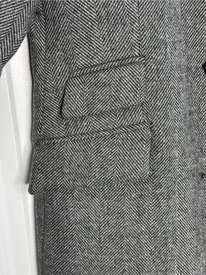 Ralph Lauren Classic Grey Herringbone Wool Trench Coat Sz 2 thumbnail 5