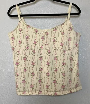 Y2K Cream Camisole Large Coquette Fairycore Feminine Dainty Cottagecore 2000s thumbnail 1
