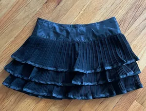 Vintage Ruffle Mini Skirt Black Size M thumbnail 1