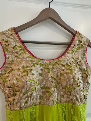 Indian Party Dress Partywear Lime Green Size M thumbnail 2