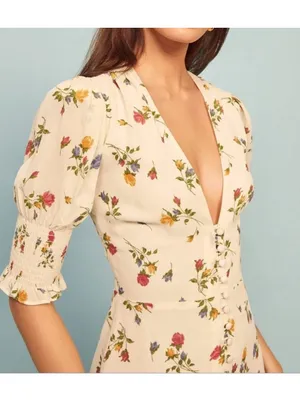 Reformation Alison Dress - Size 2 floral print ivory thumbnail 4