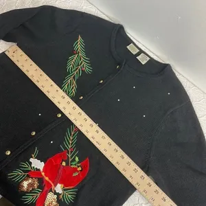 Classic Elements Woman Holiday Sweater Black Cardigan size 20-22W Vintage thumbnail 9