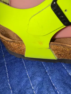 Birkenstock Kairo Patent Leather Kiwi Neon Lime Thong T-Strap Sandals 38 7.5 thumbnail 6