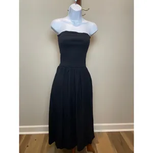 Sincerely Jules Medium Strapless Maxi Dress Black Ribbed Top Chambray Skirt thumbnail 7