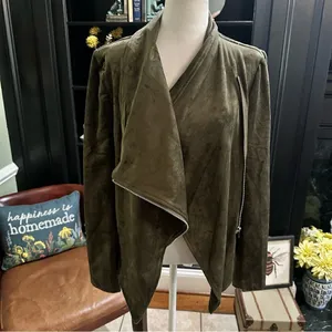 Lulus Green Faux Leather Velvet Moto Jacket Size M thumbnail 8