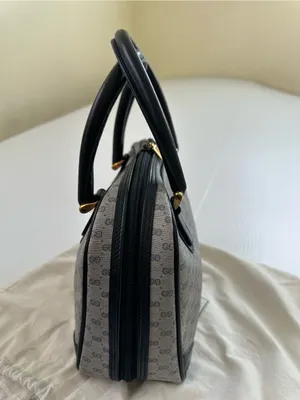 Authenticated Vintage Gucci Micro GG Logo Bowling Bag Navy Top Handle thumbnail 7