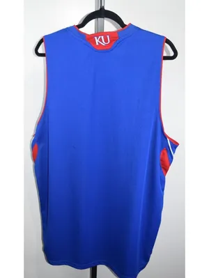 NWOT Adidas Kansas Jayhawks KU Blue Red Basketball Jersey Size Large thumbnail 2