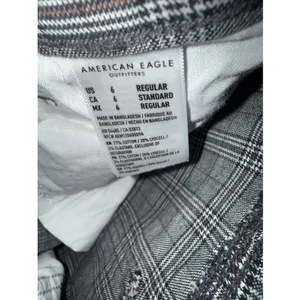American Eagle Mom Straight Pant 6 Gray Plaid Stretch thumbnail 4