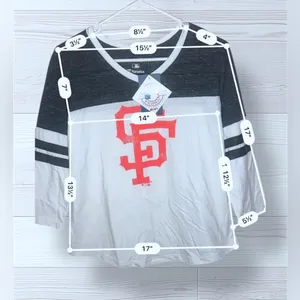 NWT FANATICS MLB Women’s San Francisco Giants Iconic Tri-Blend 3/4 Sleeve Tshirt thumbnail 8