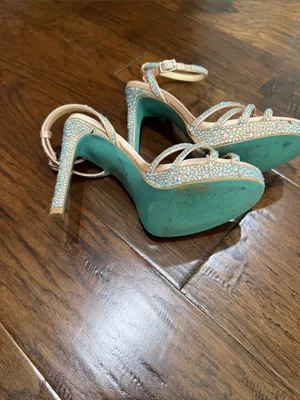 Betsey Johnson Nude Pink Crystal-Strap Stiletto Sandals thumbnail 4