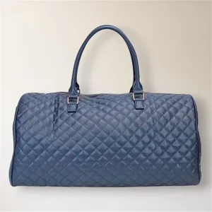 NEW Ms Lovely Navy Quilted Weekender Travel Duffel‎ Bag 22" Rose Gold Carry On thumbnail 4