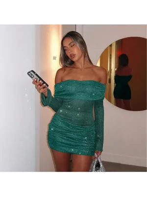 NEW Sexy Off Shoulder Bodycon Mini Dress Mesh Ruched Y2K Club S thumbnail 2