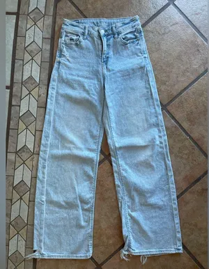 American Eagle Outfitters highwaisted baggy Blue Denim Jeans size 000 thumbnail 1