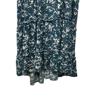 Maurice's Teal Floral Tiered High-Low Dress Boho Euro Summer Mediterranean Large thumbnail 9