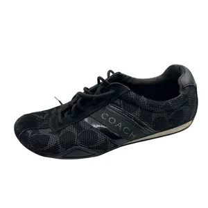 Coach Size 6 Black Monogram Sneakers Mesh Leather Trim Lace-Up Casual Shoes thumbnail 11