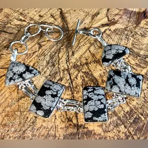 Snowflake Obsidian Bracelet 6 1/2” thumbnail 5
