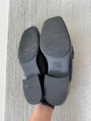 Time and Tru Black Slip-On Square Toe Loafer Mules Chunky Gold Buckles Sz 9 thumbnail 5