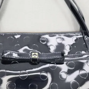 Kate Spade Sophie Camellia‎ Street Tote Bag Black Patent Leather Polka Dot Bow thumbnail 2