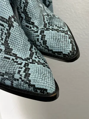Gianni Bini Blue Snake Print Pointed Thigh High Boots 7 thumbnail 5