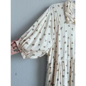 Torrid Cream Floral Button Challis Tiered Hi-Low Relaxed Maxi Dress‎ Women's 2X thumbnail 6