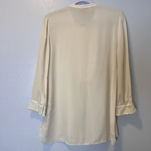 Tory Burch Size-8 Silk Embellished Blouse 3/4 Sleeve‎ Top Ivory thumbnail 7