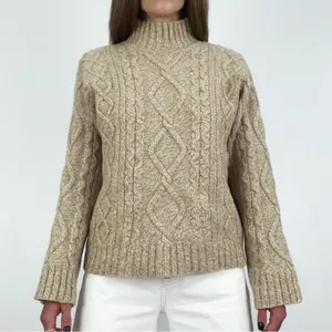 J.Crew Wool-Blend Cable-Knit Rollneck Sweater in Beige | Size L thumbnail 6