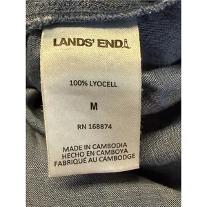 Lands End Womens Modest Tiered Denim Midi Dress Size M Western Cottage Coastal thumbnail 8