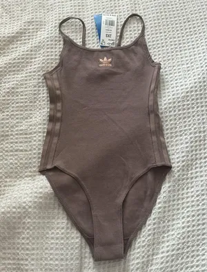Adidas NWT chocolate brown scoop neck spaghetti strap body suit thumbnail 1
