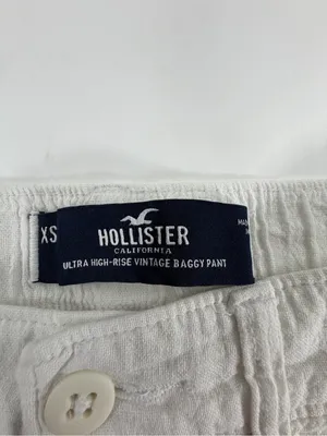 Hollister Ultra High Rise Baggy Cargo Pants Cream Ivory Wide Leg Y2K Womens‎ XS thumbnail 2